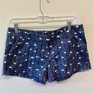 DREW Navy and White flamingo patterned shorts